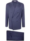 Boglioli Double Breasted Suit Peak Lapels Buttoned Cuffs In Blue
