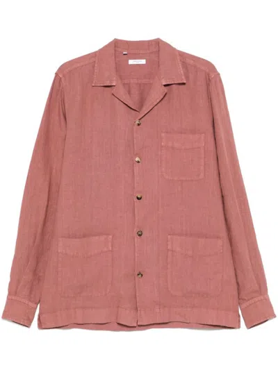 Boglioli Relaxed Fit Dark Pink Overshirt In Neutrals