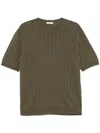 Boglioli Crewneck Green Flat-ribbed Linen In Green
