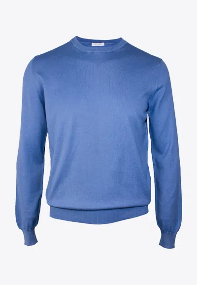 Boglioli Ribbed Knit Crewneck Sweater In Blue