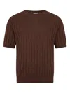 Boglioli Crewneck Brown Flat-ribbed Linen In Brown
