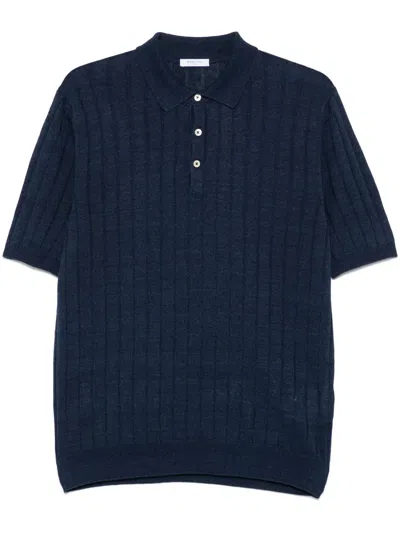 Boglioli Ribbed Polo Shirt In 蓝色