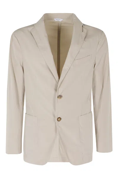 Boglioli Sand 50 K Slits Back Single-breasted Cotton-blend Blazer In Neutral