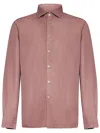 Boglioli Garment-dyed Long-sleeved Shirt With Classic Collar In Pink