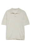 Boglioli Short Sleeve Linen & Cotton Polo Sweater In Light Beige