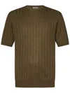 Boglioli Crewneck Green Flat-ribbed Linen In Green
