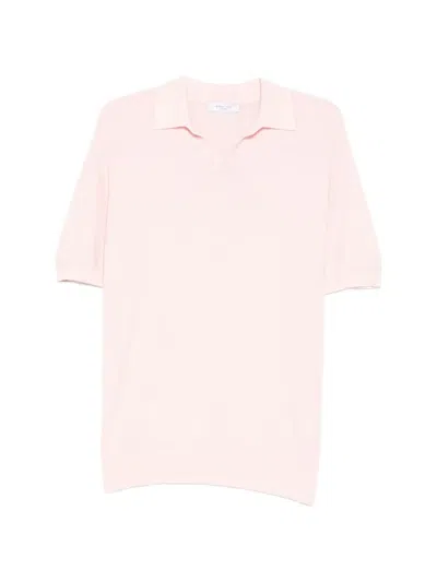 Boglioli Polo Shirt Short Sleeves Ribbed Collar Cuffs In Neutral