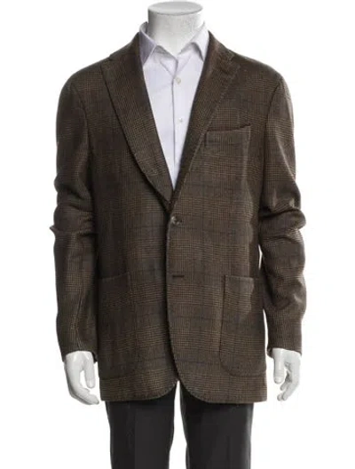 Pre-owned Boglioli Silk Houndstooth Print Utility Jacket In Brown
