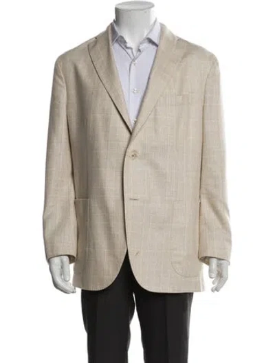 Pre-owned Boglioli Silk Plaid Print Blazer In Neutral