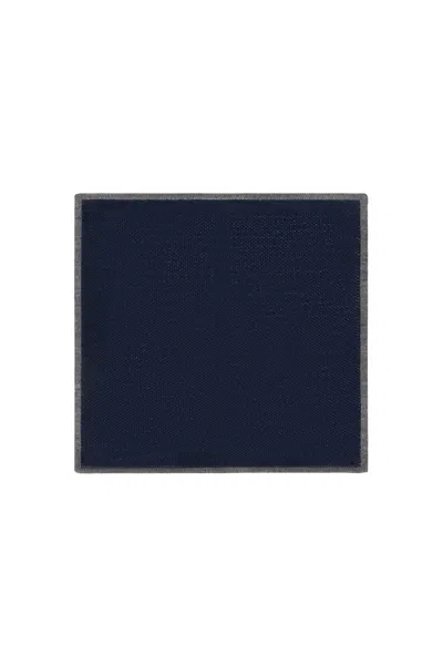 Boglioli Silk Pocket Square With Contrasting Piping In Blue