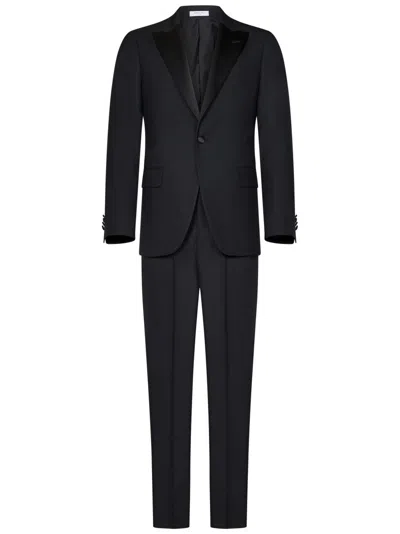 Boglioli Single-breasted Black Suit With Satin Lapel