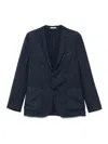 Boglioli Single-breasted Navy Wool Blazer With Front Patch Pockets In Blue
