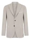 Boglioli Stretch Linen Cotton Micro-herringbone K-jacket In Nude