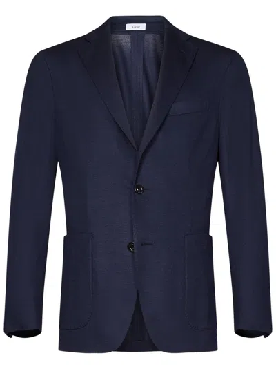 Boglioli Single-breasted Blue Blazer In Cashmere-silk Blend In Black