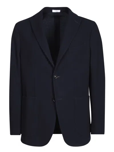 Boglioli Single-breasted Blue Knit Jacket