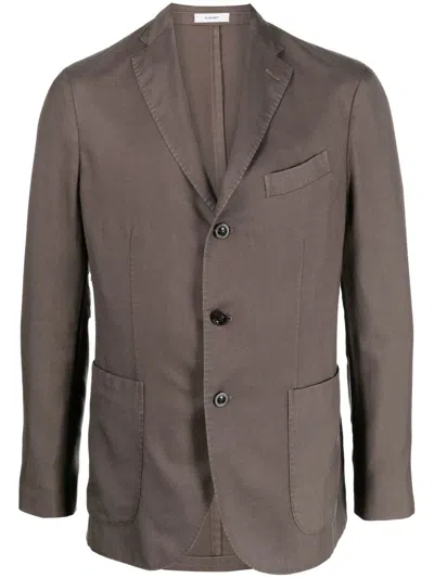 Boglioli Single-breasted Cashmere-silk Blazer In Brown