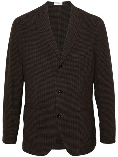 Boglioli Single-breasted Checked Blazer In Brown