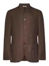 Boglioli Single-breasted Coffee-colored Linen Blazer In Brown