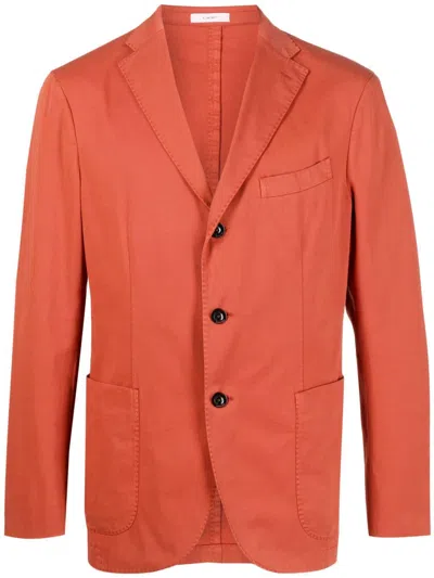Boglioli Single-breasted Cotton Blazer In Orange