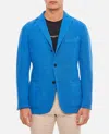 Boglioli Single-breasted Jacket 2 Buttons In Cotton Canvas In Sky Blue