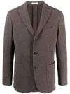 Boglioli Single-breasted Knitted Blazer In Brown
