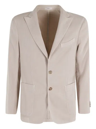 Boglioli Single-breasted Linen Blend Blazer In Neutral
