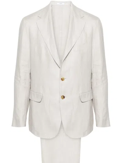 Boglioli Single-breasted Linen Suit In Neutrals