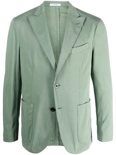 Boglioli Single-breasted Cotton-linen Blazer In Green