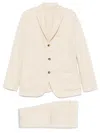 Boglioli Beige Cotton Suit With Concealed Front Fastening In Neutrals