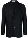 Boglioli Wool Dart Detailing Notched Lapels Front Button Jacket In Blau