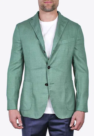 Boglioli Single-breasted Woven Blazer In Green
