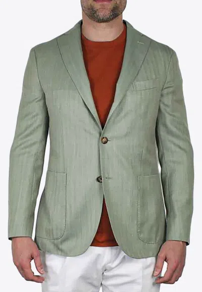 Boglioli Single-breasted Woven Blazer In Green