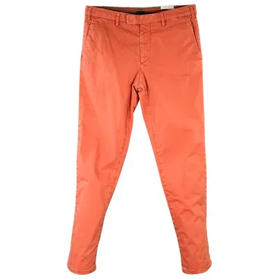 Pre-owned Boglioli Size 30 Orange Rust Cotton Blend Flat Front Casual Pants