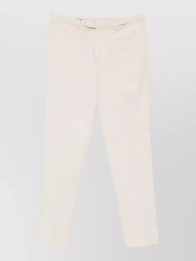 Boglioli Slim Cut Cotton Blend Tailored Trousers In White