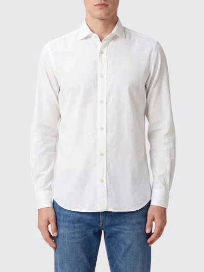 Boglioli Slim Fit Long-sleeve Cotton Shirt With French Collar In White