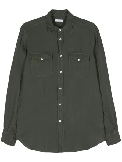 Boglioli Linen Western Shirt In Green