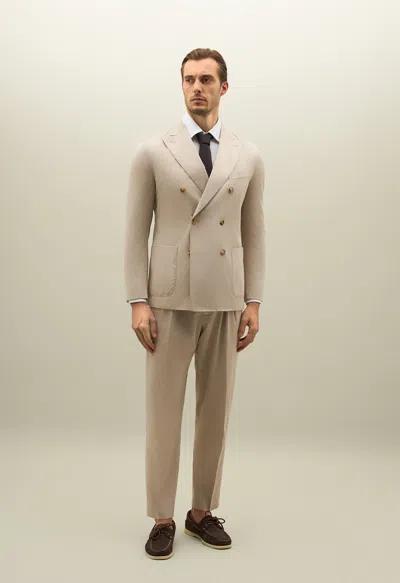 Boglioli Solaro Cotton Double-breasted K-suit In Light Beige