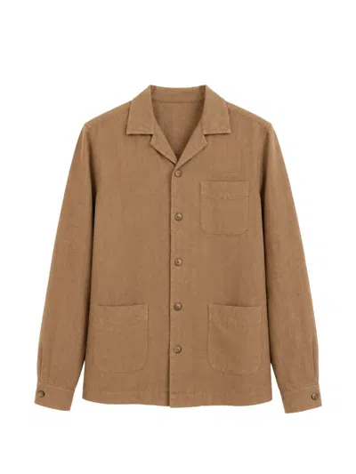 Boglioli Spread-collar Patch-pocket Shirt In Brown