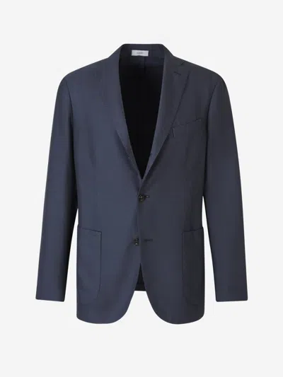 Boglioli Straight Wool Blazer In Blue
