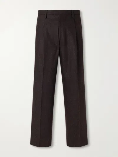 Boglioli Straight-leg Pleated Virgin Wool Suit Trousers In Brown
