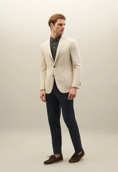 Boglioli Stretch Cotton Piqué K-jacket In Warm White