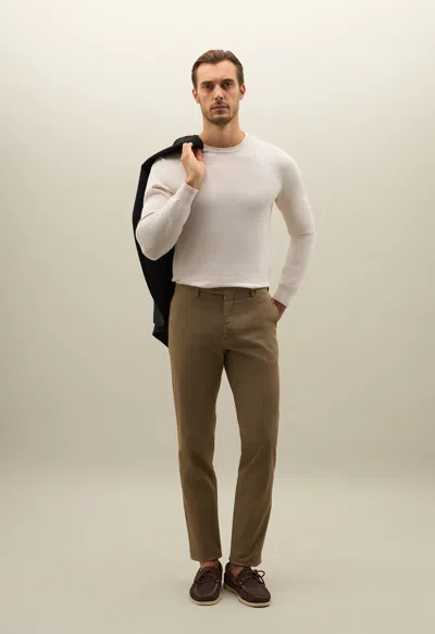 Boglioli Stretch Cotton Straight Chinos In Khaki
