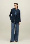 Boglioli Stretch Gabardine Bianca Blazer In Blue