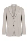 Boglioli Stretch Linen Cotton Micro-herringbone K-jacket In Ice White