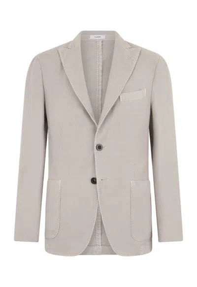 Boglioli Stretch Linen Cotton Micro-herringbone K-jacket In Ice White