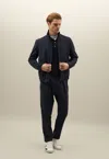 Boglioli Stretch Wool Canva Bomber In Blue