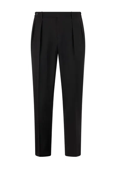 Boglioli Stretch Wool Canva Comfort Trousers In Black