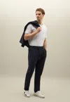 Boglioli Stretch Wool Canva Comfort Trousers In Blue