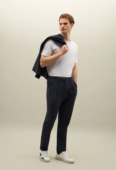 Boglioli Stretch Wool Canva Comfort Trousers In Blue