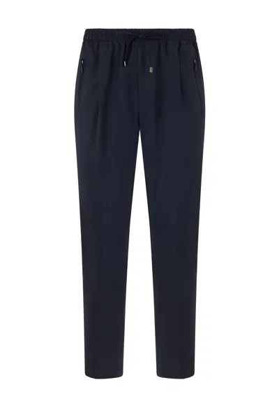 Boglioli Stretch Wool Canva Jog Trousers In Blue